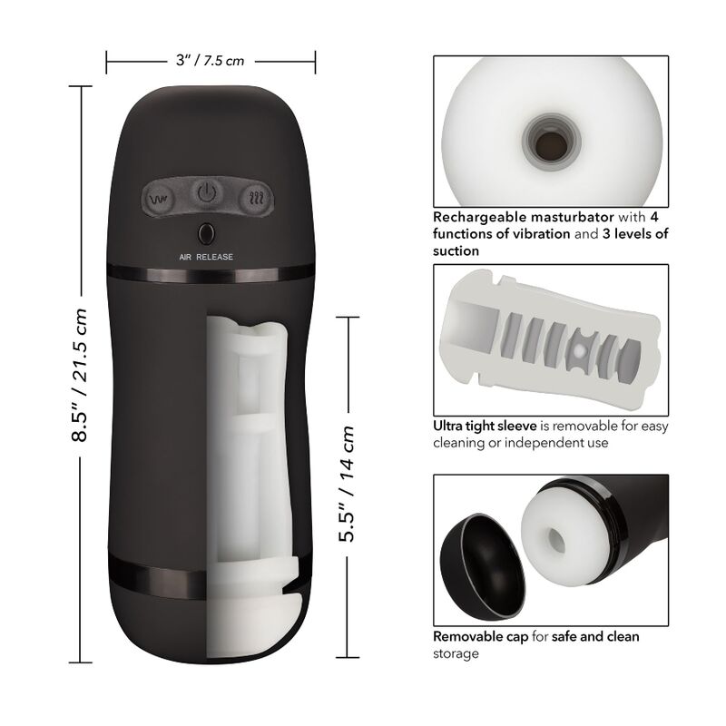 CALEXOTICS - OPTIMUM POWER MASTURBADOR CON VIBRACIÓN Y ONDAS ESTIMULADORAS
