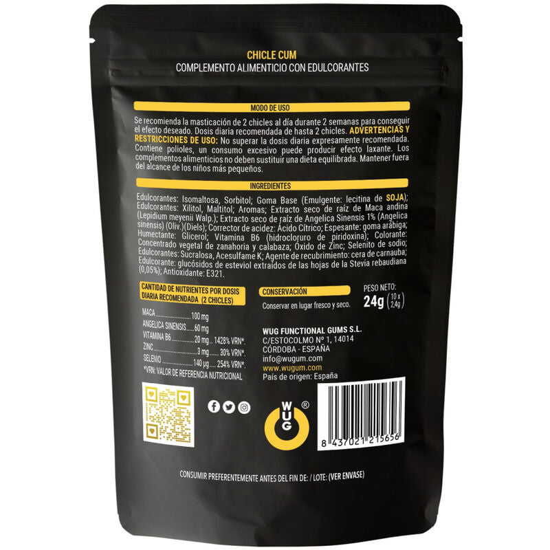 WUG SEX SENSE - CUM CHICLE AUMENTADOR DE EYACULACIÓN & SABOR A PLÁTANO DEL SEMEN 10 UNIDADES