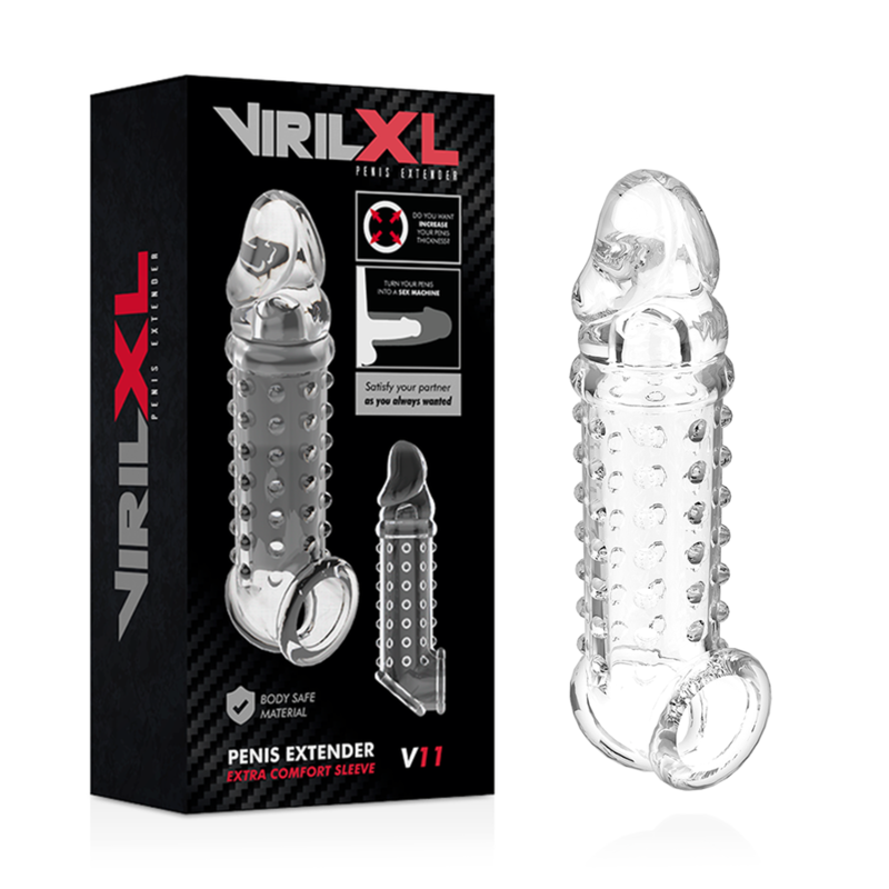VIRILXL - EXTENSIÓN Y FUNDA DE PENE V11 TRANSPARENTE