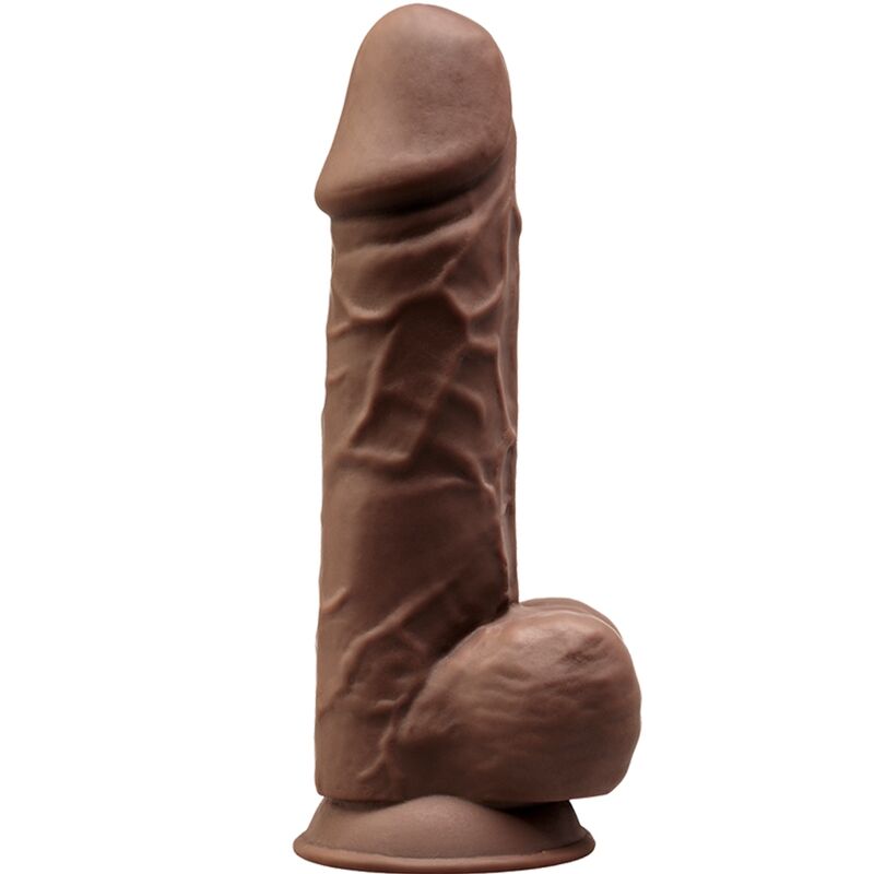 SILEXD - MODELO 1 PENE REALÍSTICO SILICONA PREMIUM SILEXPAN MARRÓN 21.5 CM