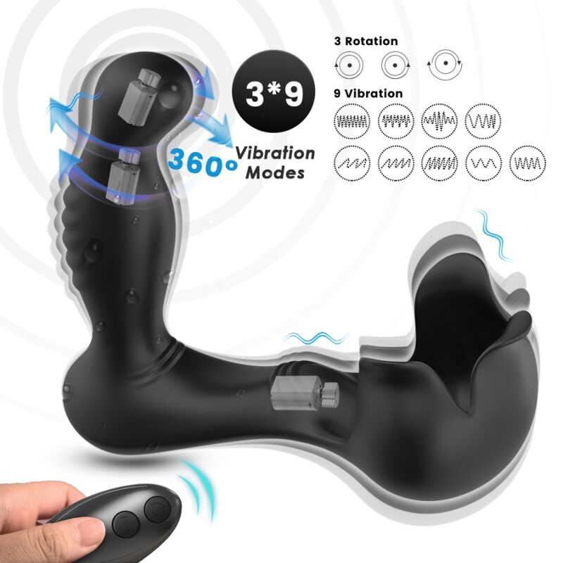 ARMONY - SURROUND VIBRADOR ANAL & ESTIMULADOR TESTÍCULOS CONTROL REMOTO NEGRO