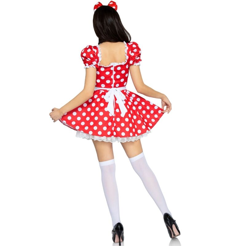 LEG AVENUE - VESTIDO DE LUNARES + DIADEMA ROJO/BLANCO M