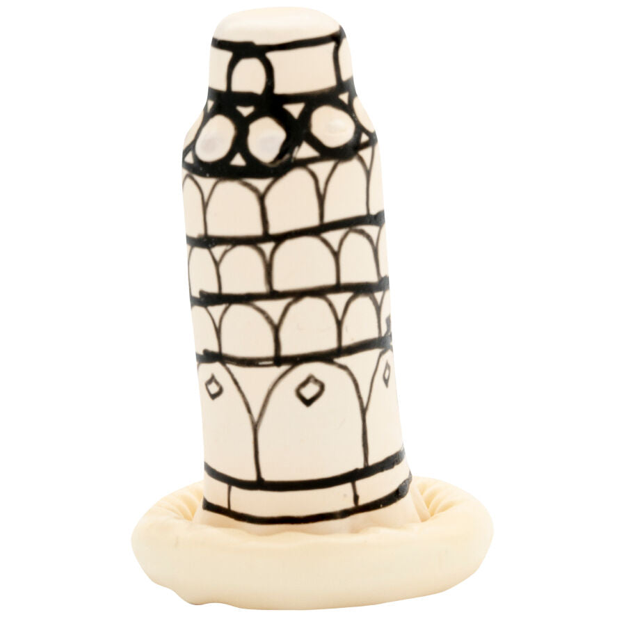 CONDOMERIE - PRESERVATIVO DECORATIVO PINTADO A MANO TORRE DE PISA
