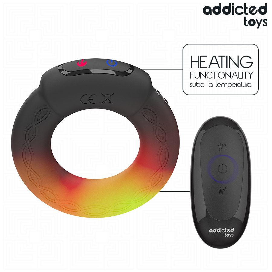 ADDICTED TOYS - ANILLO PENE VIBRADOR EFECTO CALOR CONTROL REMOTO