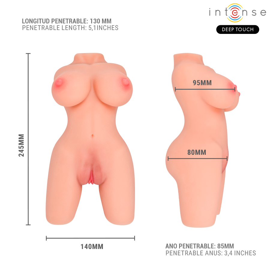INTENSE DEEP TOUCH - JESSE TORSO MASTURBADOR MULTIPOSICIÓN DOBLE VAGINA & ANO