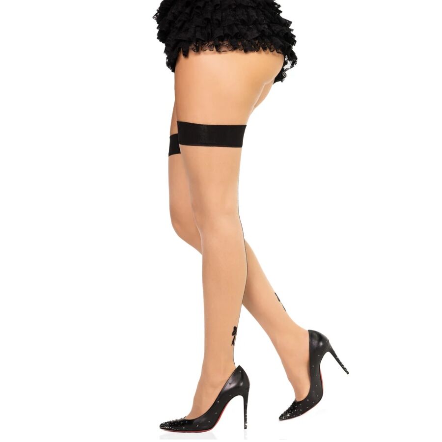 LEG AVENUE - 1963 MEDIAS DE SPANDEX CON COSTURA TRASERA NEGRO - TALLA ÚNICA