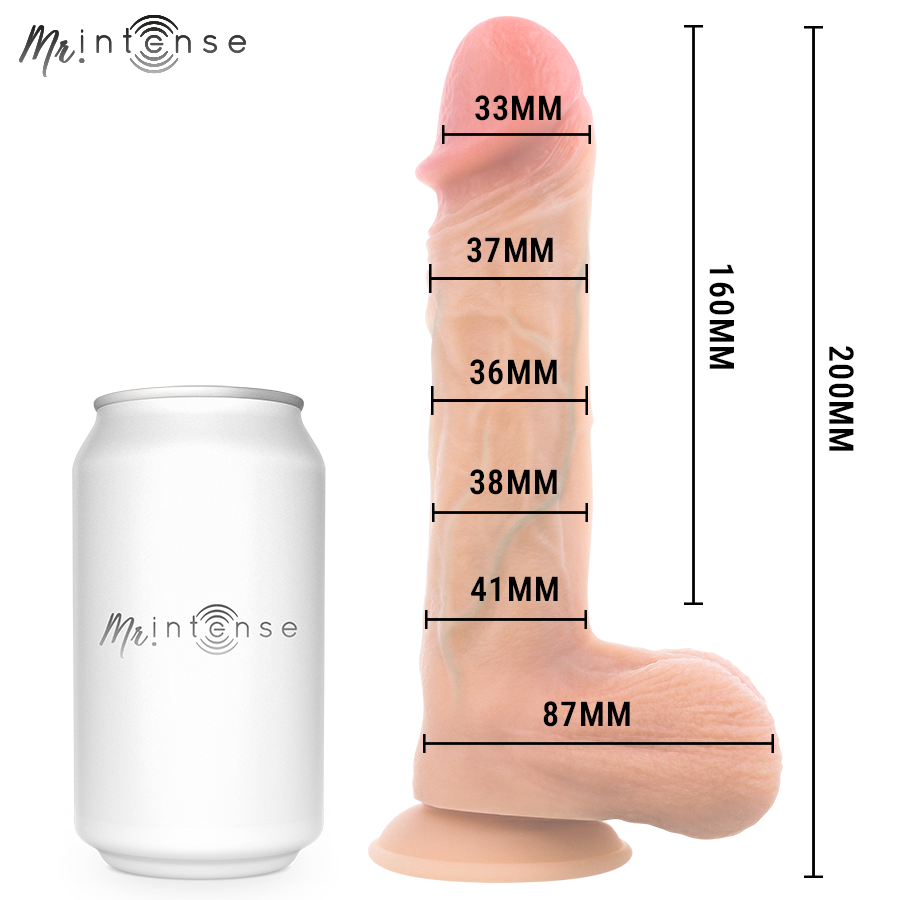 MR INTENSE - LOGAN DILDO VIBRADOR SILICONA CON EFECTO CALOR Y CONTROL REMOTO 20 CM -Ø- 4.1 CM