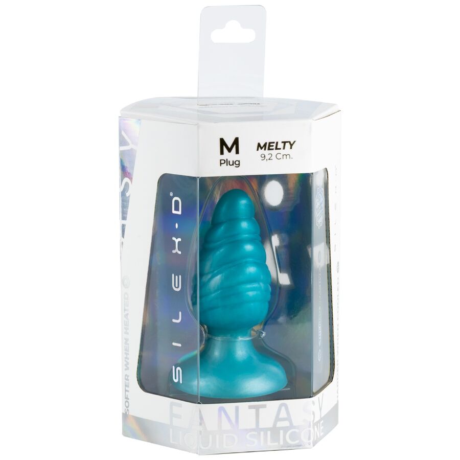 SILEXD - MELTY PLUG ANAL FANTASY SILICONA LIQUIDA TERMOREACTIVO AZUL CELESTE 9.2 CM
