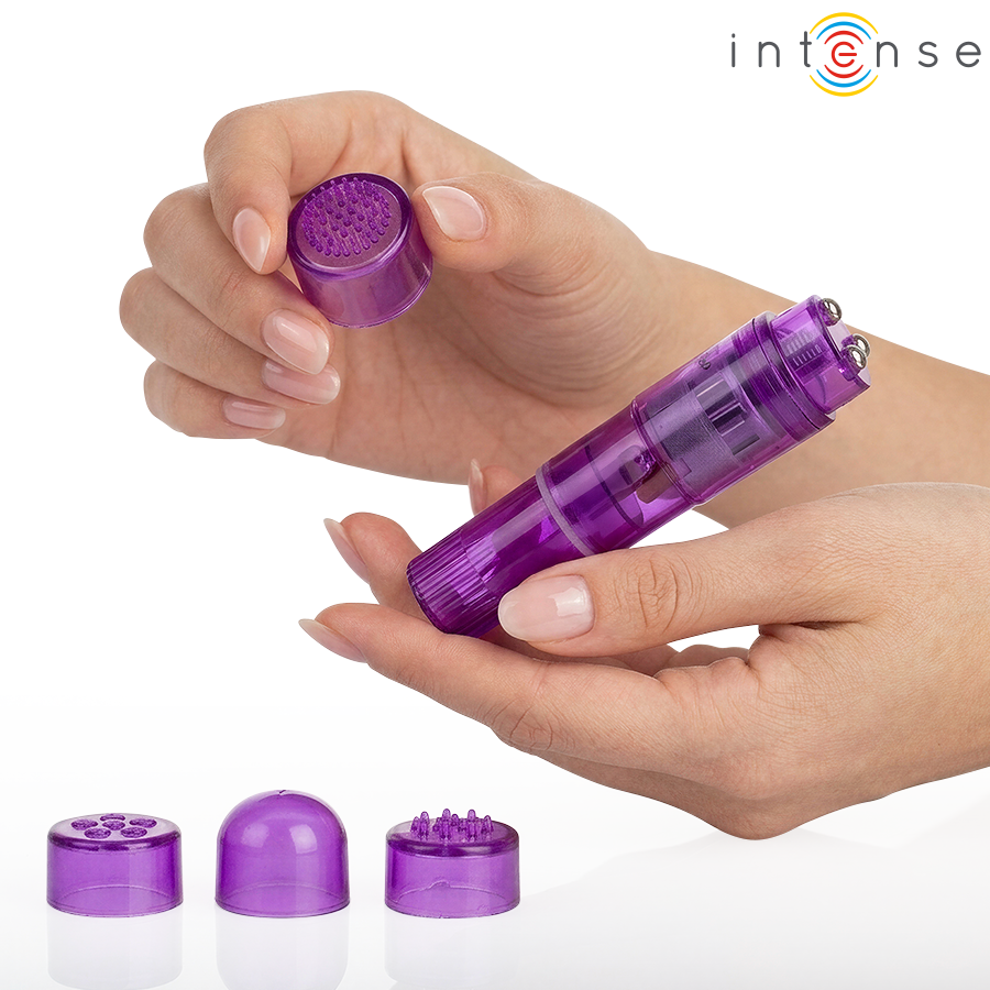 INTENSE - KURT MINI MASAJEADOR CON 4 CABEZALES INTERCAMBIABLES LILA