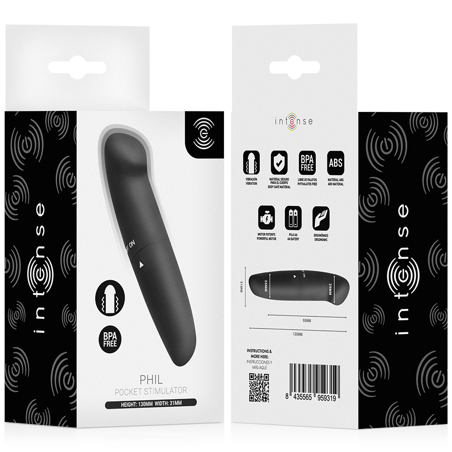 INTENSE - PHIL VIBRADOR PUNTO G NEGRO 13 CM