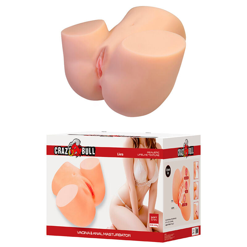 CRAZY BULL - LIORA MASTURBADOR VAGINAL Y ANAL DOBLE XXL CON VIBRACIÓN