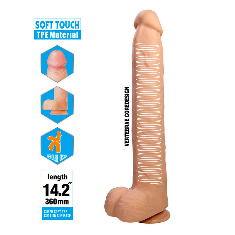 PRETTY LOVE - DANY DILDO REALÍSTICO FLEXIBLE CON VENTOSA 36 CM -Ø- 5,6 CM