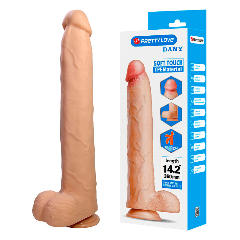 PRETTY LOVE - DANY DILDO REALÍSTICO FLEXIBLE CON VENTOSA 36 CM -Ø- 5,6 CM