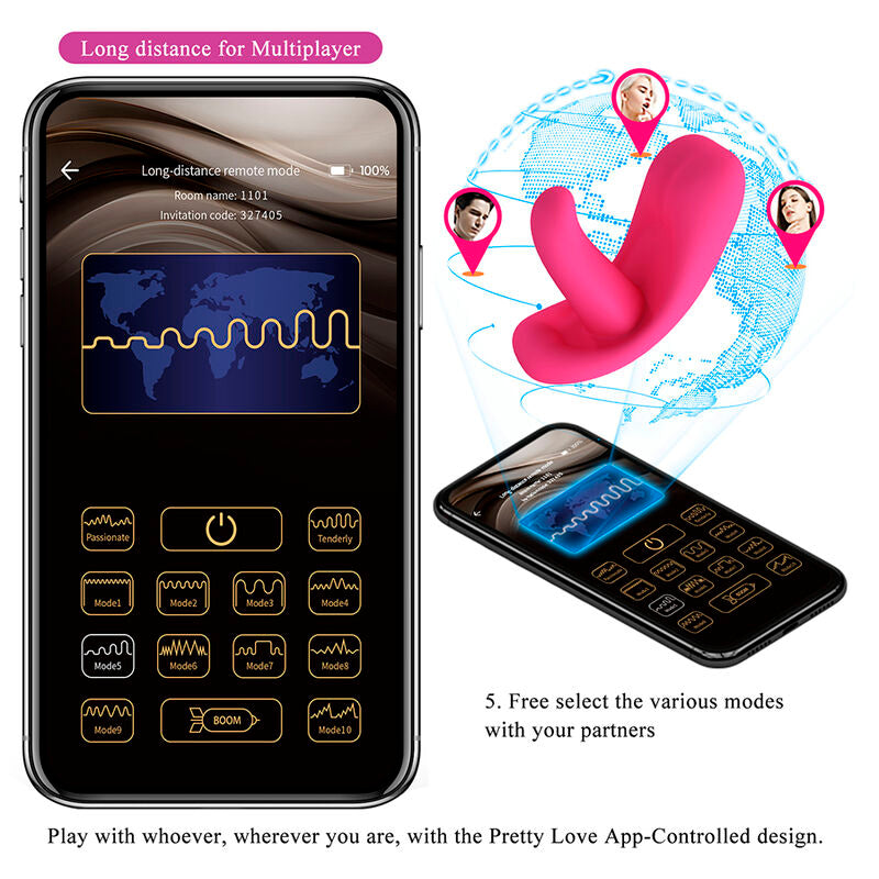 PRETTY LOVE - HAZELYNN MASAJEADOR APP CONTROL 12 FUNCIONES ROSA