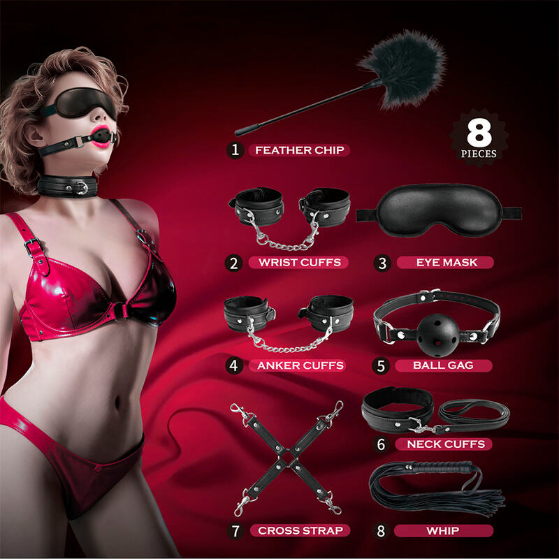 PRETTY LOVE - KIT BDSM 8 PIEZAS NEGRO