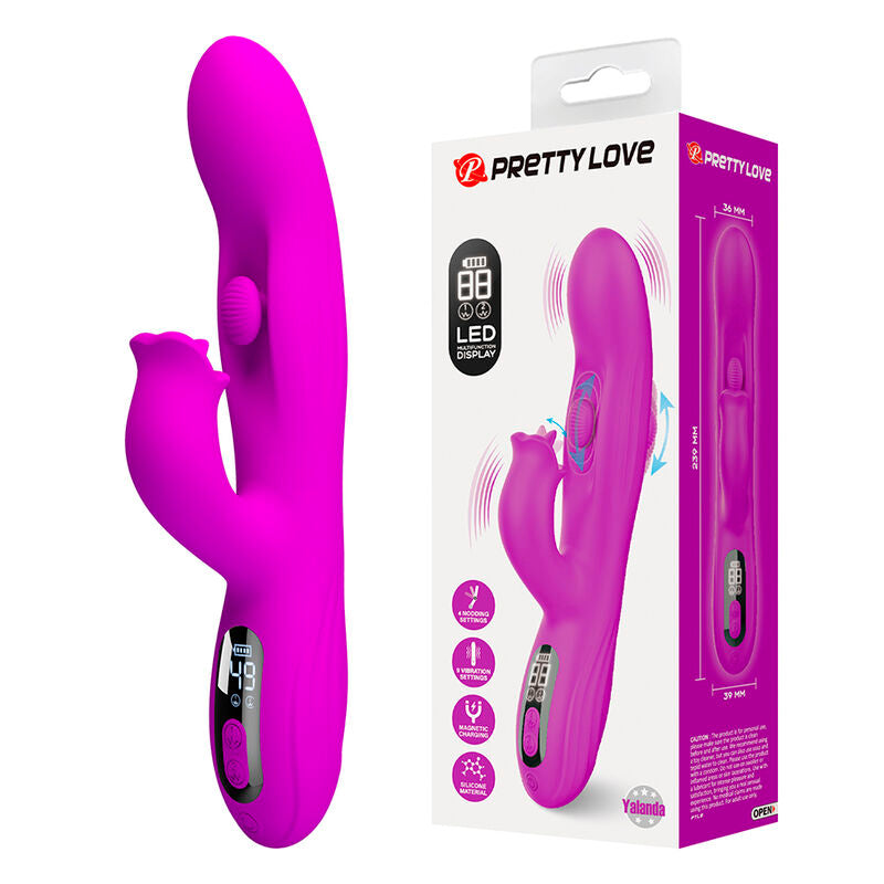 PRETTY LOVE - YALANDA VIBRADOR RABBIT OSCILANTE CON PANTALLA LED MORADO