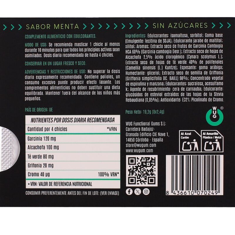 WUG Diet - Control del apetito y reducción del picoteo BLISTER 8 UDS