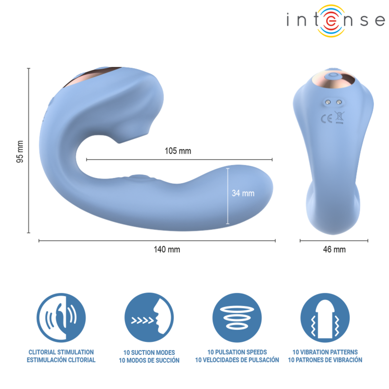 INTENSE - GINA ESTIMULADOR DE CLÍTORIS MULTIFUNCIÓN AZUL