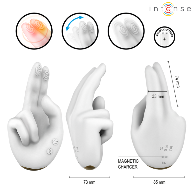 INTENSE - JIMMY ESTIMULADOR MULTIFUNCIÓN CON FORMA DE MANO, VIBRACIÓN Y CALOR