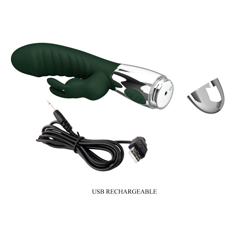 PRETTY LOVE - VIBRADOR RABBIT NAUGHTY BUNNY 30 FUNCIONES RECARGABLE USB VERDE