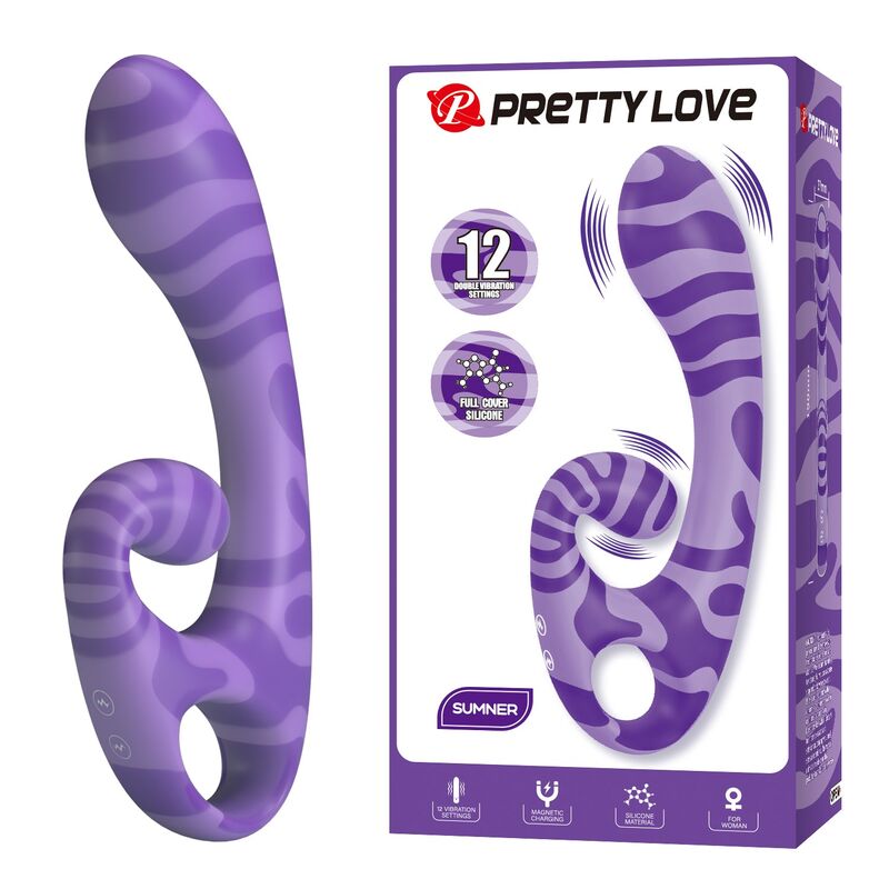 PRETTY LOVE - SUMMER VIBRADOR DOBLE CON ASA 19 CM Ø 3,5 CM MORADO