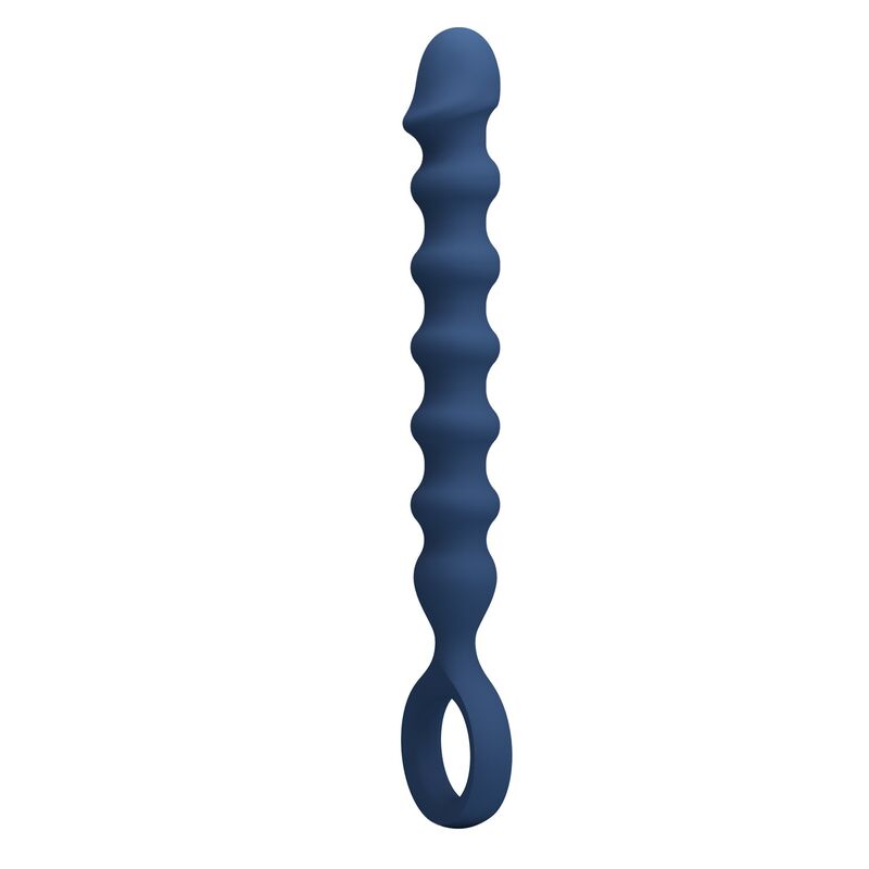 MR PLAY - BOLAS ANALES Y PLUG ANAL SILICONA AZUL -Ø- 3,4 CM - 28,5 CM