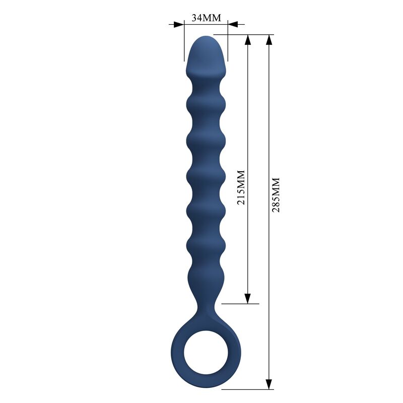 MR PLAY - BOLAS ANALES Y PLUG ANAL SILICONA AZUL -Ø- 3,4 CM - 28,5 CM