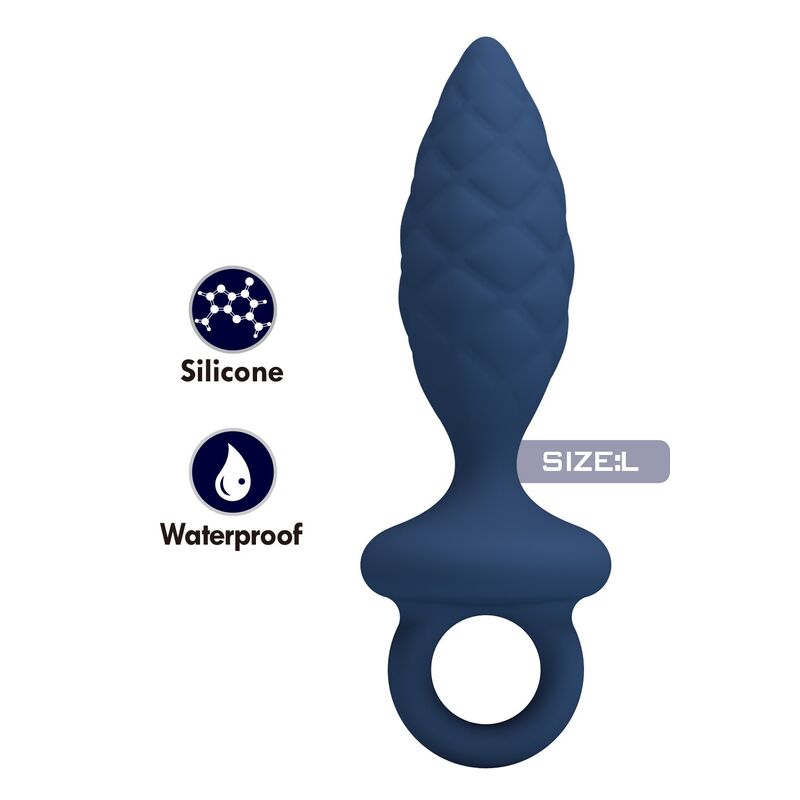 MR PLAY - PLUG ANAL TEXTURIZADO CON ANILLA AZUL L