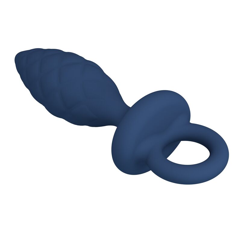 MR PLAY - PLUG ANAL TEXTURIZADO CON ANILLA AZUL M