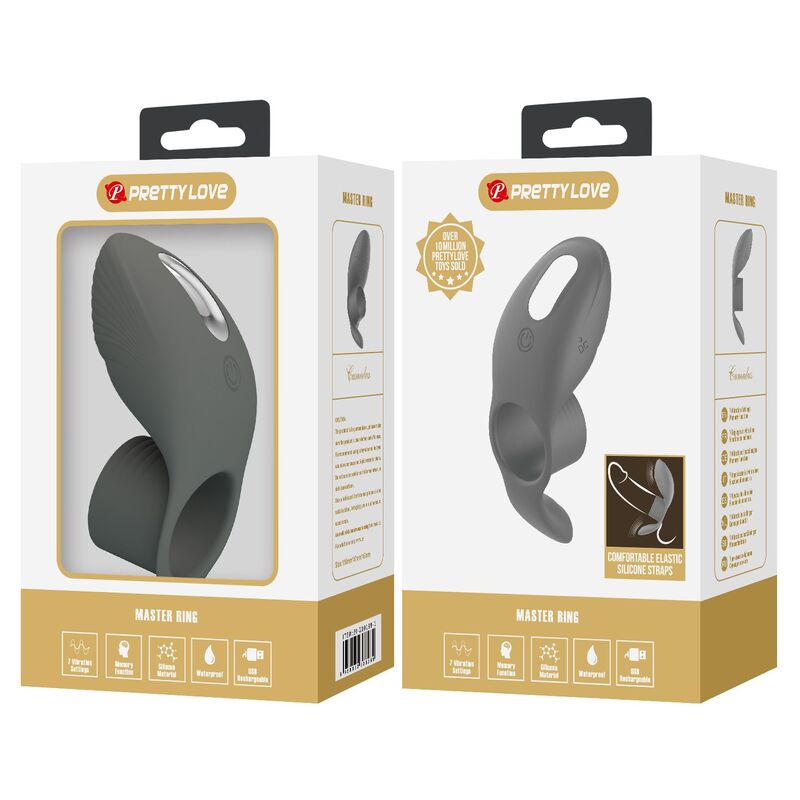 PRETTY LOVE - ANILLO VIBRADOR RECARGABLE CON DOBLE ESTIMULACIÓN