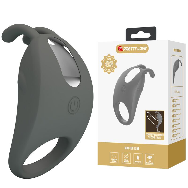 PRETTY LOVE - ANILLO VIBRADOR RECARGABLE CON ESTIMULADOR DE CONEJO