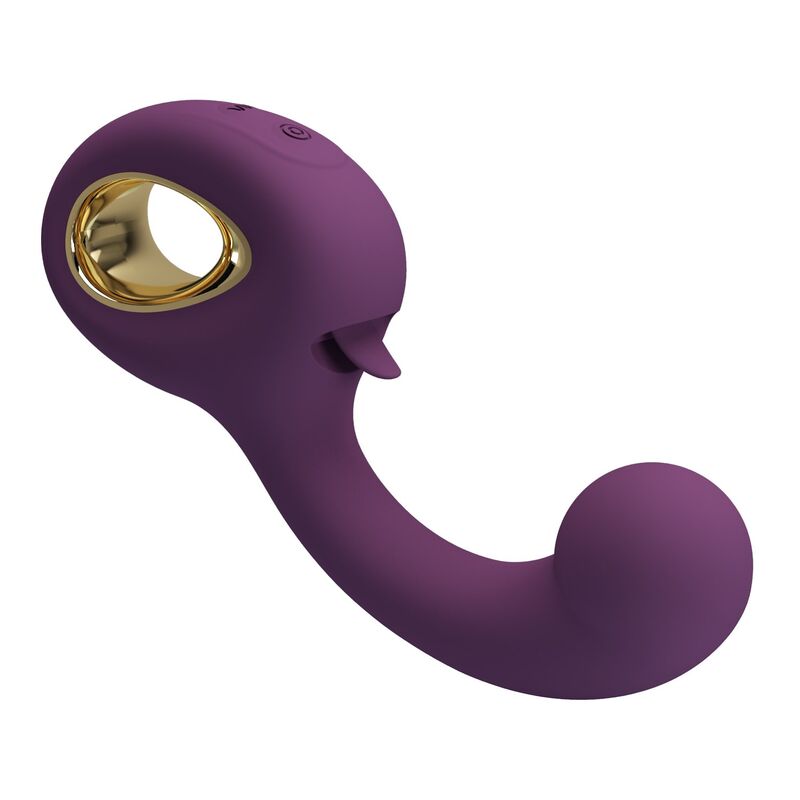 PRETTY LOVE - BRYNNLEE VIBRADOR CON ESTIMULADOR ORAL RECARGABLE 10 VIBRACIONES Y 5 FUNCIONES DE LAMIDO MORADO
