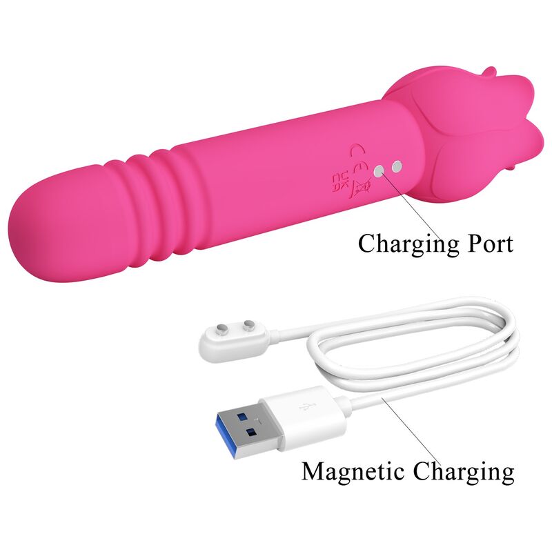 PRETTY LOVE - CHALEY VIBRADOR CON ESTIMULACIÓN ORAL, EMPUJE Y CLITORAL RECARGABLE ROSA