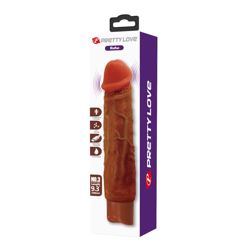PRETTY LOVE - DUKE VIBRADOR REALÍSTICO 23,5 CM Ø 4,8 CM COLOR MARRÓN