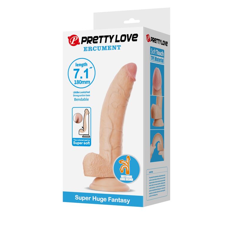 PRETTY LOVE - ELLCUMENT DILDO REALÍSTICO FLEXIBLE 18 CM Ø 4,5 CM TPE COLOR NATURAL