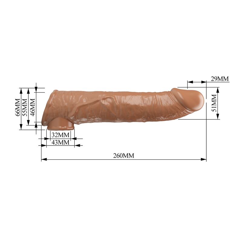 PRETTY LOVE - FUNDA EXTENSORA PARA PENE AJUSTABLE 26 CM Ø 4 CM COLOR MARRÓN