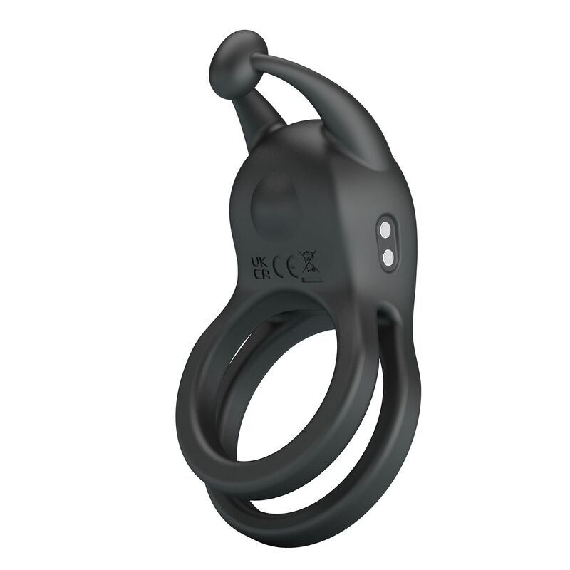 PRETTY LOVE - GOODWIN ANILLO VIBRADOR DOBLE PARA PENE RECARGABLE NEGRO