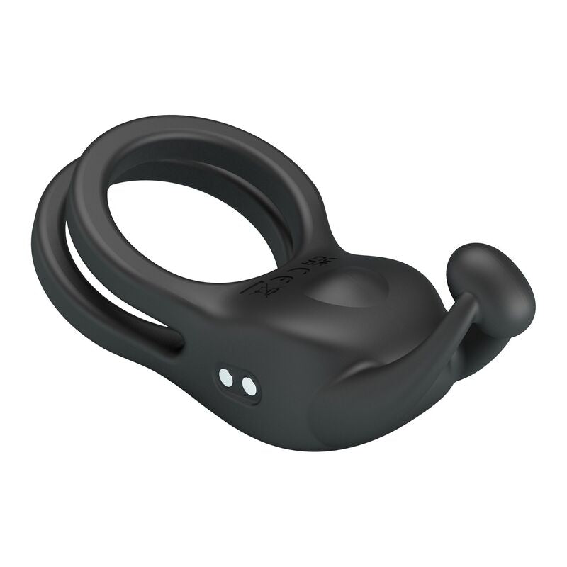 PRETTY LOVE - GOODWIN ANILLO VIBRADOR DOBLE PARA PENE RECARGABLE NEGRO