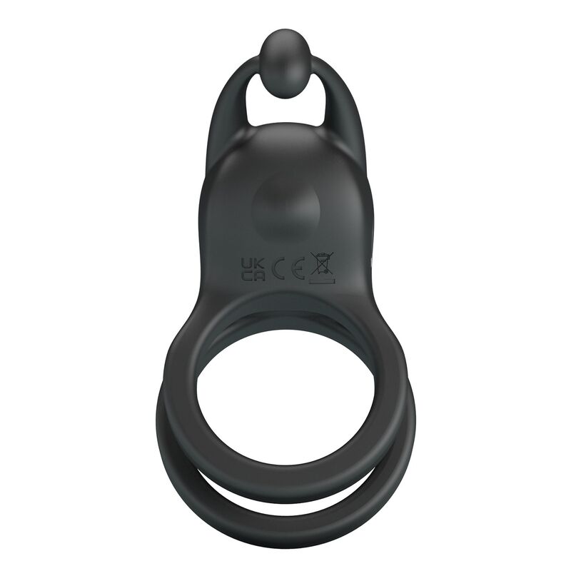 PRETTY LOVE - GOODWIN ANILLO VIBRADOR DOBLE PARA PENE RECARGABLE NEGRO