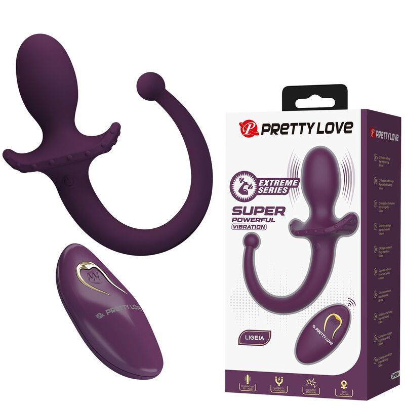 PRETTY LOVE - LIOEA PLUG ANAL CON COLA VIBRADOR 12 FUNCIONES COLOR MORADO CONTROL REMOTO