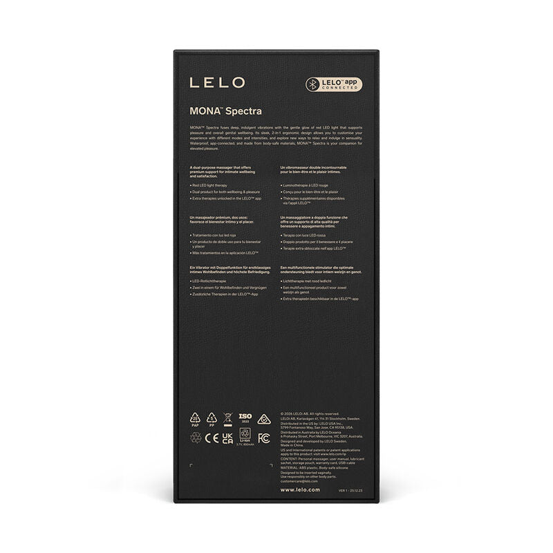 LELO - MONA SPECTRA MASAJEADOR ÍNTIMO CON LUZ ROJA RECARGABLE APP CONTROL