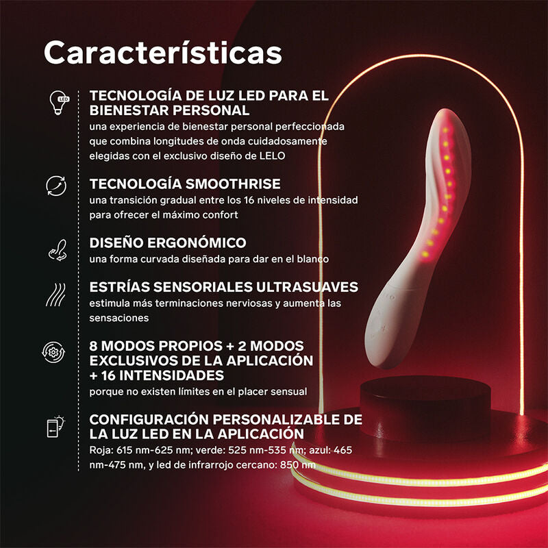 LELO - MONA SPECTRA MASAJEADOR ÍNTIMO CON LUZ ROJA RECARGABLE APP CONTROL