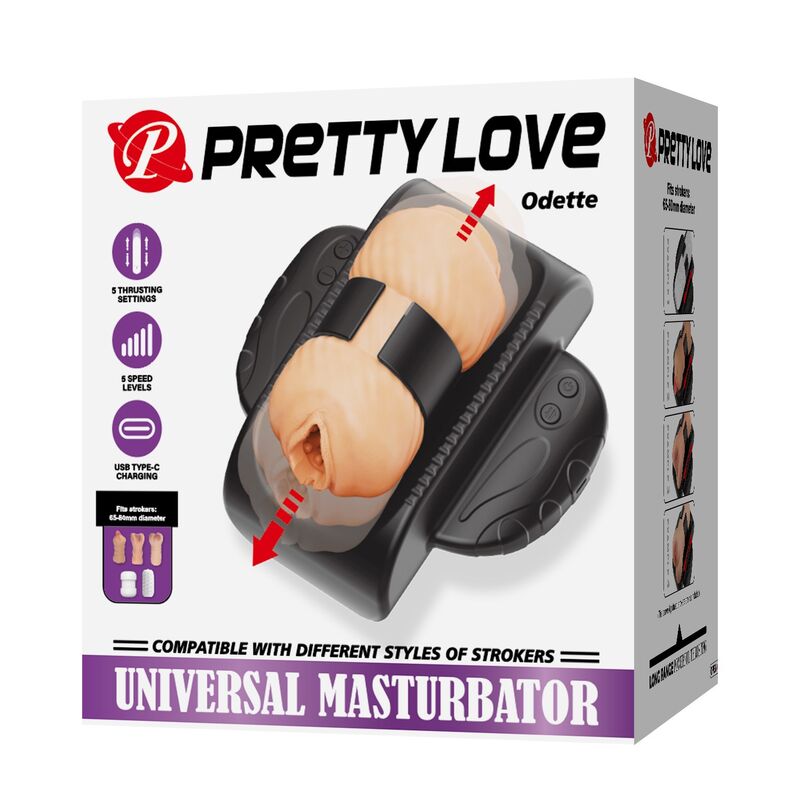 PRETTY LOVE - QUIRIN MASTURBADOR AUTOMÁTICO CON EMPUJE USB COLOR NEGRO