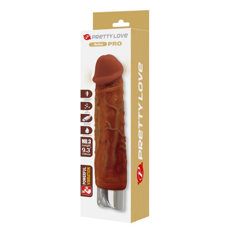 PRETTY LOVE - PRO VIBRADOR REALÍSTICO 23,5 CM Ø 4,8 CM COLOR MARRÓN