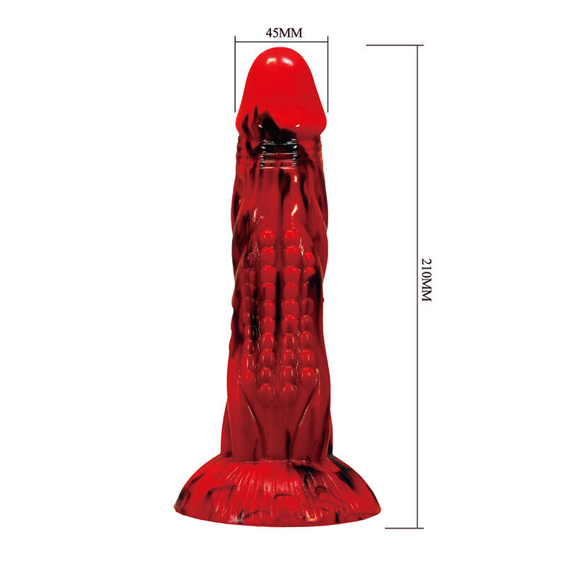 POWER MONSTERS - MINOTAUR DILDO FANTASÍA CON VENTOSA 21 CM Ø 5 CM ROJO Y NEGRO