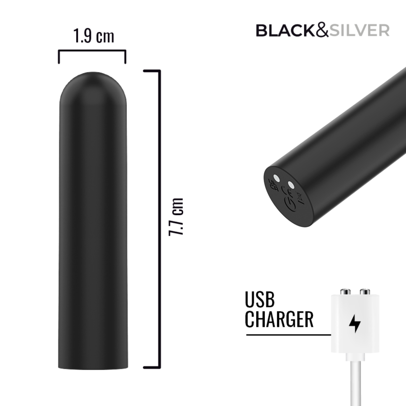 BLACK & SILVER - JACOB BALA VIBRADORA RECARGABLE USB NEGRO