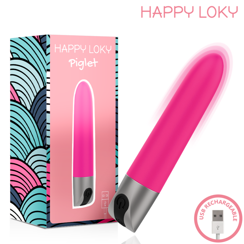 HAPPY LOKY - PIGLET MINI VIBRADOR RECARGABLE USB ROSA