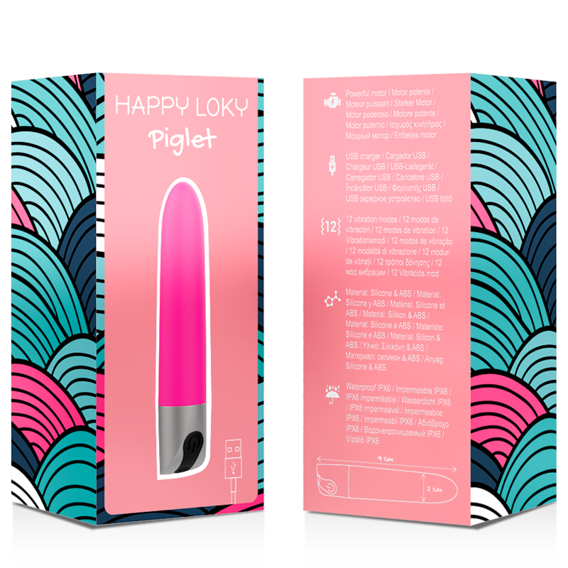 HAPPY LOKY - PIGLET MINI VIBRADOR RECARGABLE USB ROSA