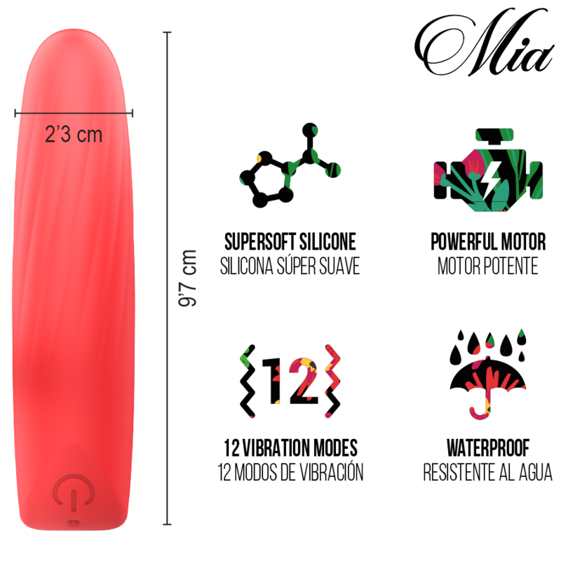 MIA - LUCY ELLEN MINI VIBRADOR RECARGABLE USB ROJO