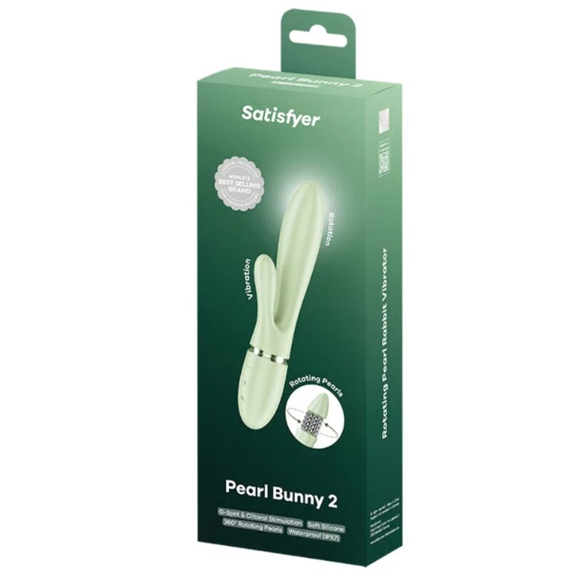 SATISFYER - PEARL BUNNY 2 VIBRADOR RABBIT CON PERLAS GIRATORIAS VERDE CLARO